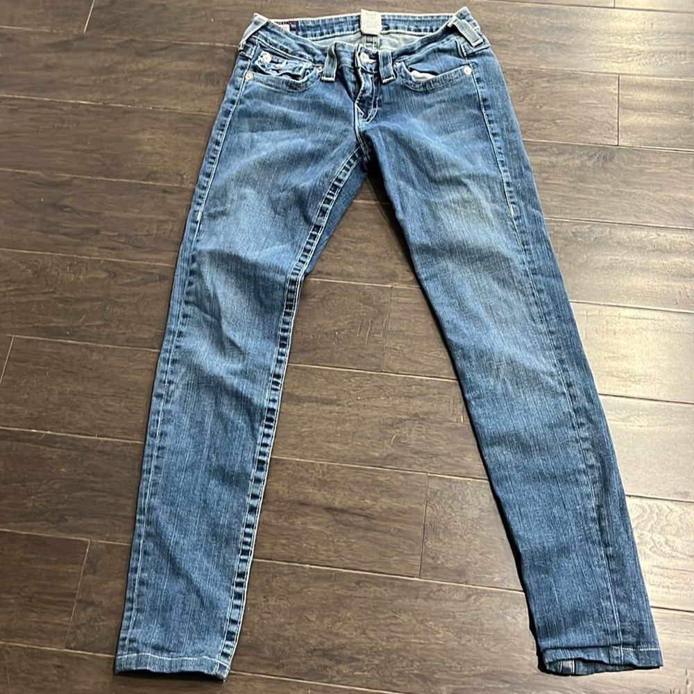 True Religion Straight Leg Jeans in Vintage Blue Denim